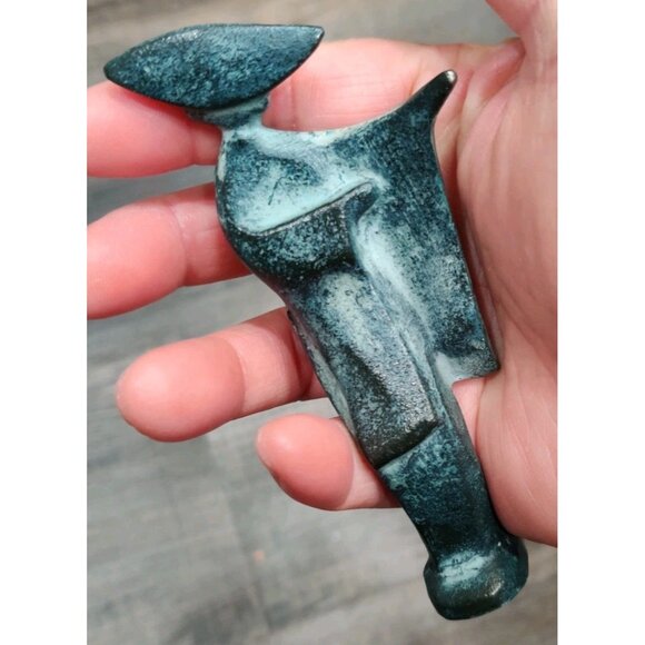 Vintage Japanese Rustic Bronze Geisha Girl Statue Sculpture Figurine 4.25x1.75" - Picture 3 of 11